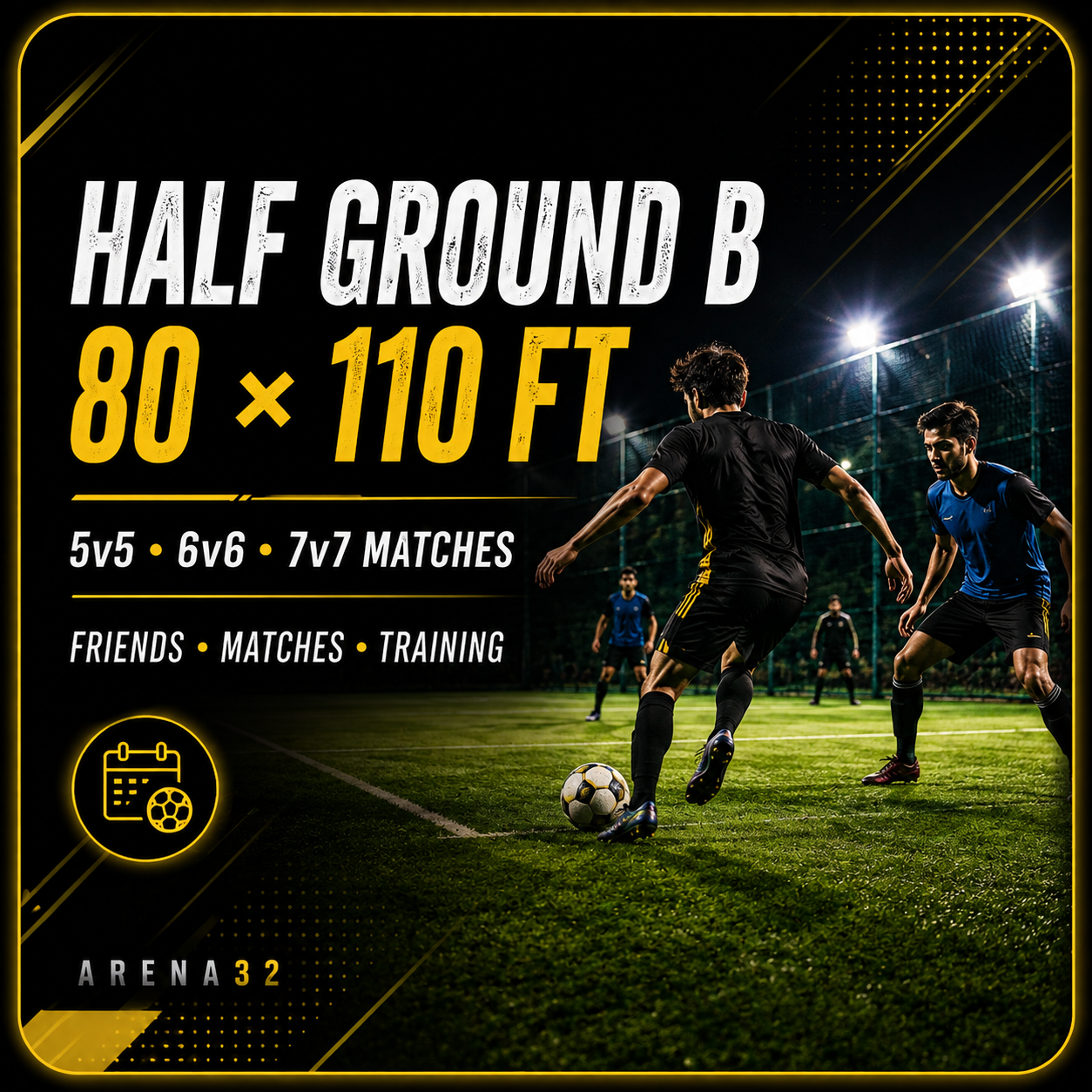 Half ground turf punawale — 80 × 110 ft